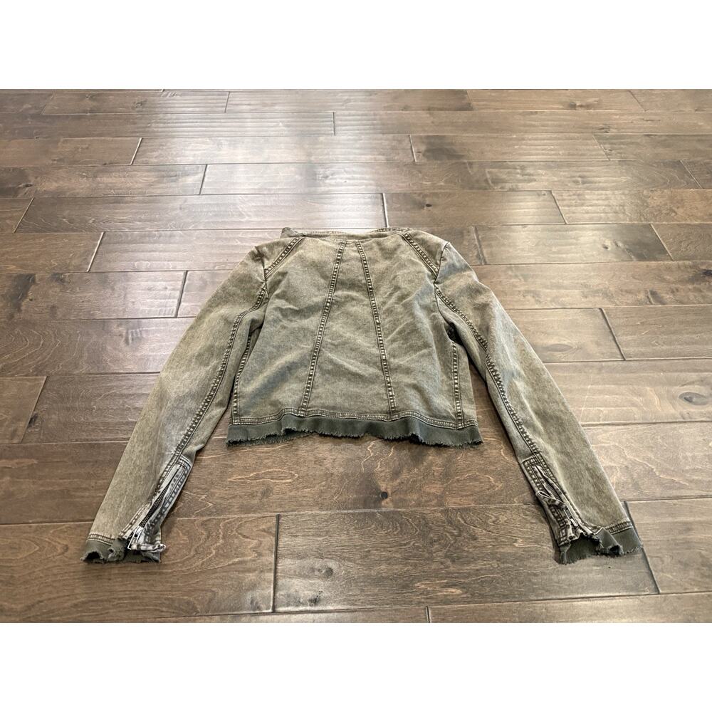Free People Womens Collapsing Twill Military Raw Hem Snap On Jacket Size XS - Picture 3 of 10